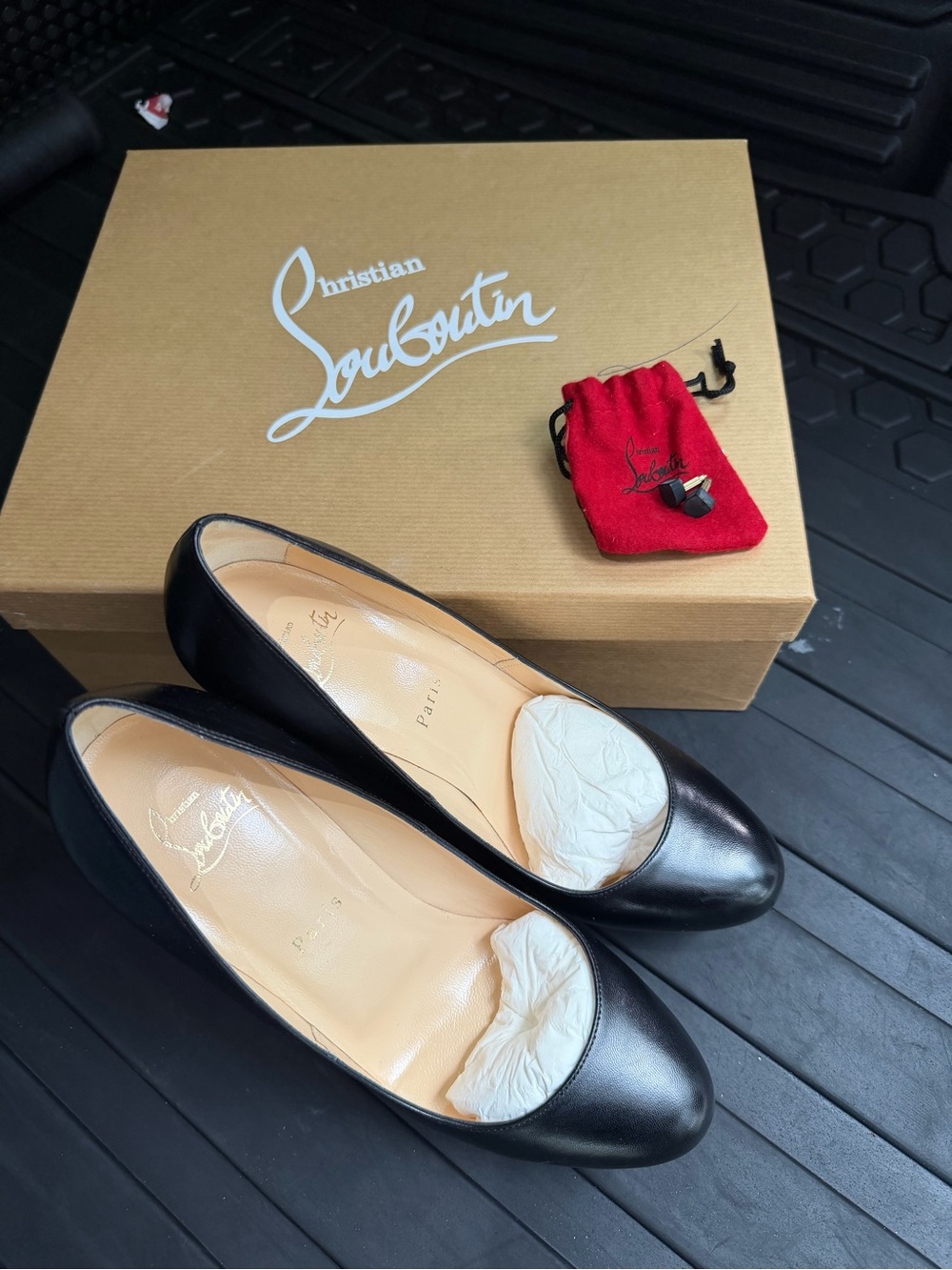 Christian Louboutin Black Leather heel shoes